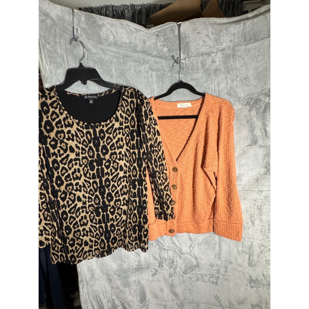 INC Leopard Print Top & Two‎ by Vince Camuto Orange Cardigan Bundle XXL Womens